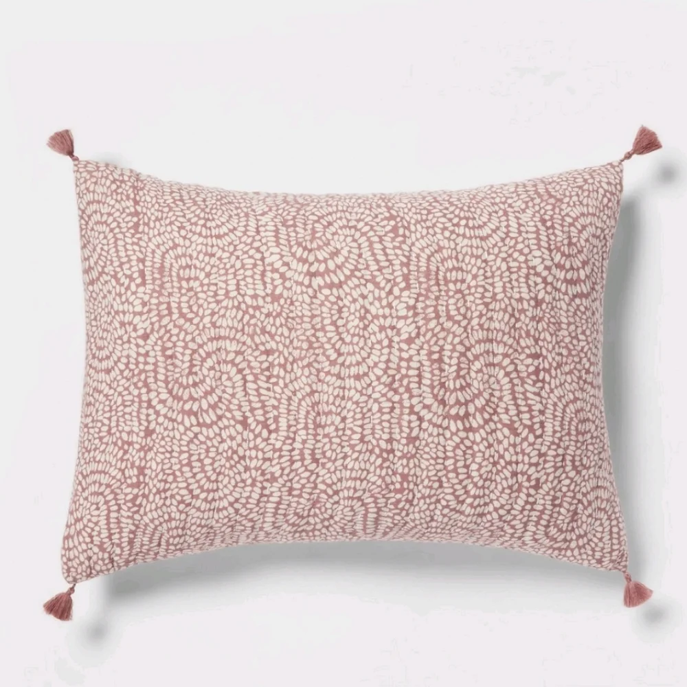 🎉$3 WITH PURCHASE🎉Threshold STD Boho Reversible Matelasse Swirl Quilted Sham - Picture 1 of 16